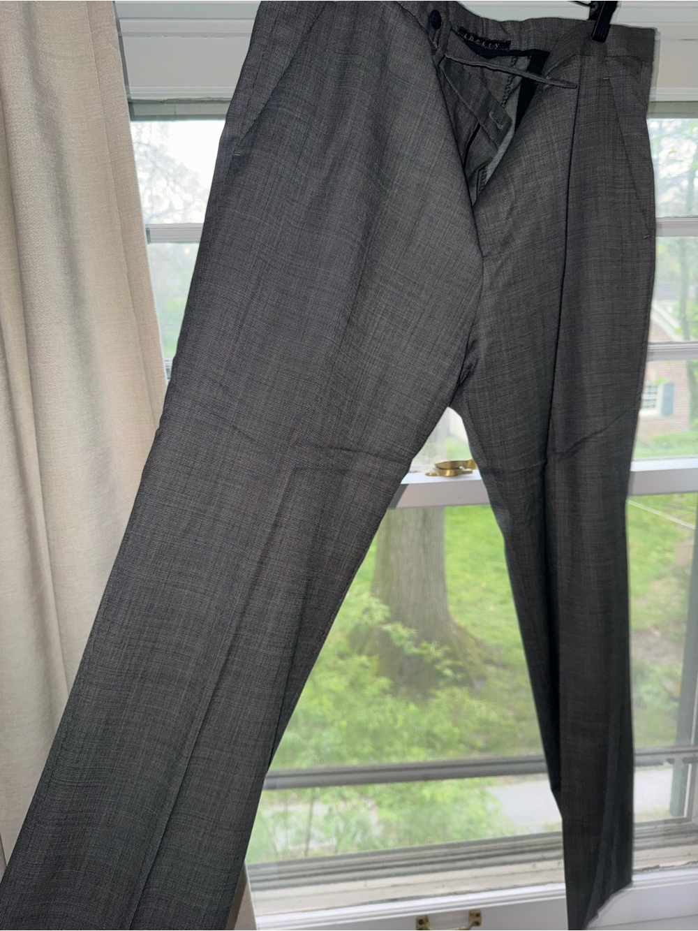 Theory Black and Gray Checked Dress Pants